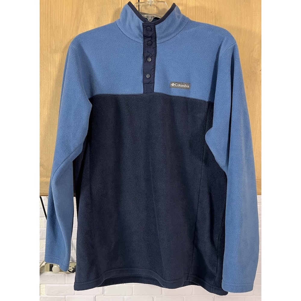 Columbia Pullover Men Large Tall Blue Fleece 1/4 Snap Long Sleeve‎ Outdoor Camp
